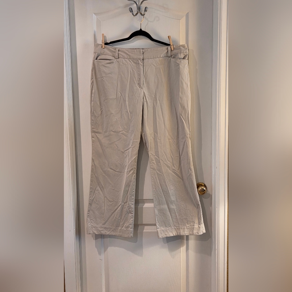 LOFT Cream Curvy Trousers